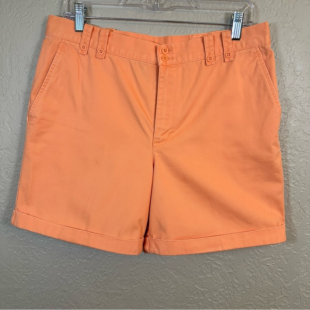 LRL Lauren Ralph Lauren Women's Chino Shorts‎ Size 10 Orange Coral Fall Roll Up